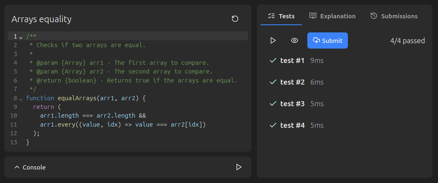 Code editor with a bug fixed and tests passing